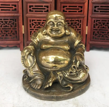 China brass archaize maitreya Buddha small crafts statue