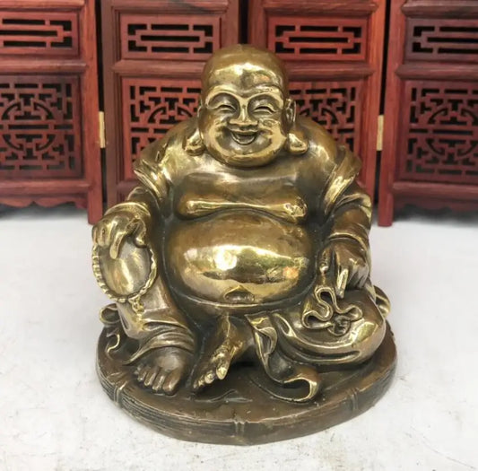 China brass archaize maitreya Buddha small crafts statue