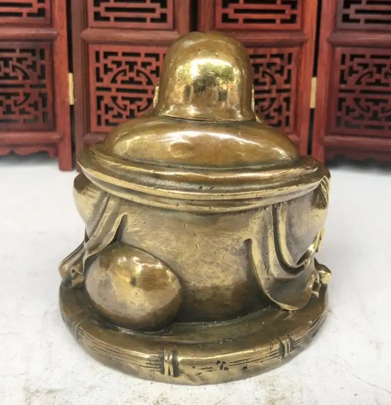 China brass archaize maitreya Buddha small crafts statue