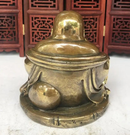 China brass archaize maitreya Buddha small crafts statue