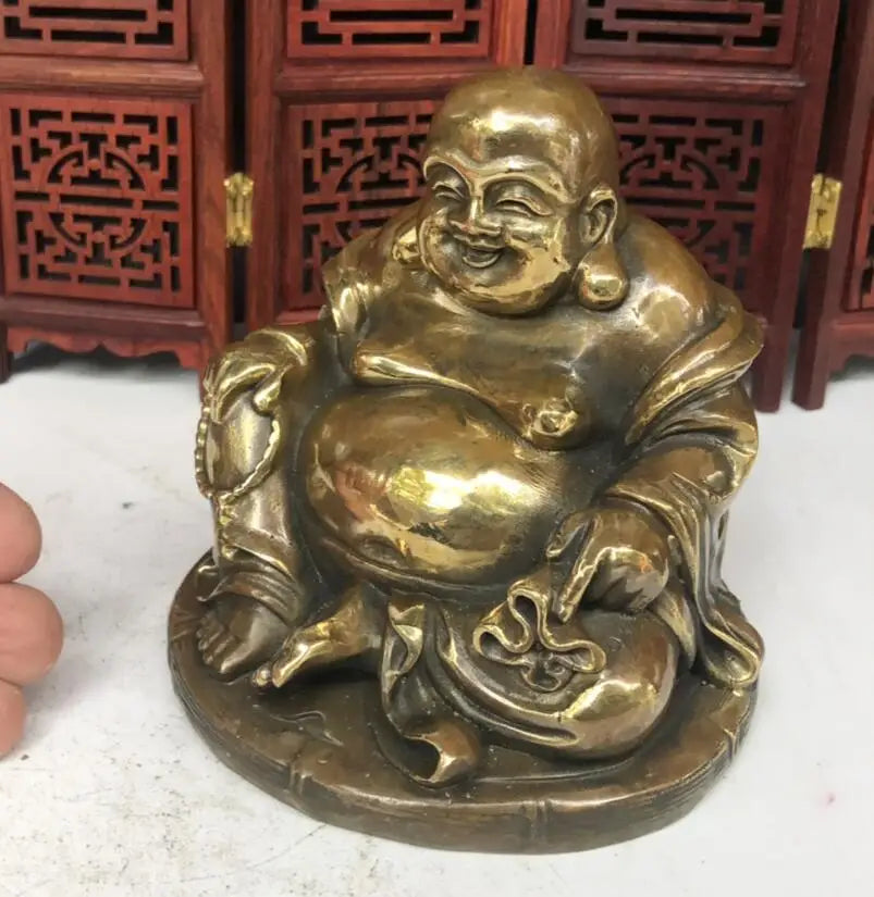 China brass archaize maitreya Buddha small crafts statue