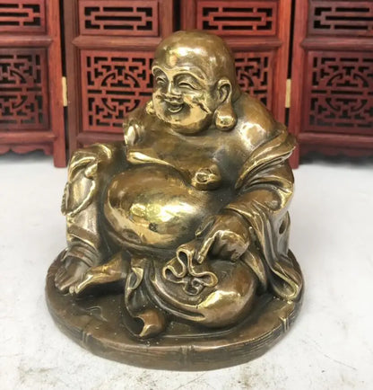 China brass archaize maitreya Buddha small crafts statue