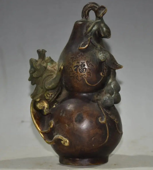 China brass archaize mythical wild animal gourd crafts statue