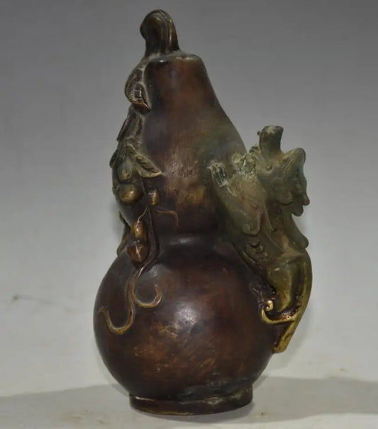 China brass archaize mythical wild animal gourd crafts statue