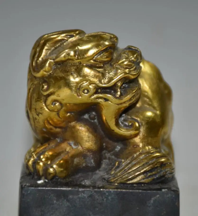 China brass archaize mythical wild animal seal crafts statue