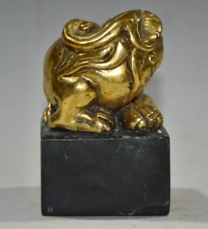 China brass archaize mythical wild animal seal crafts statue