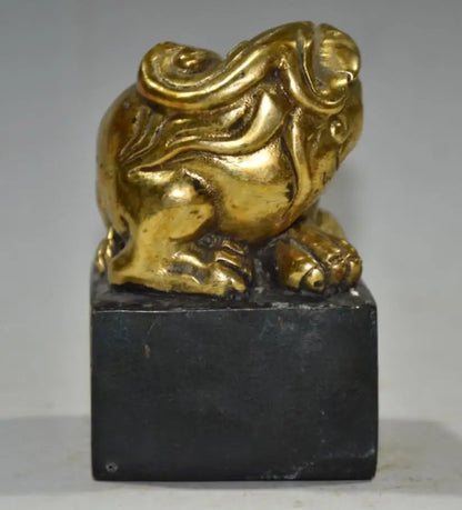 China brass archaize mythical wild animal seal crafts statue
