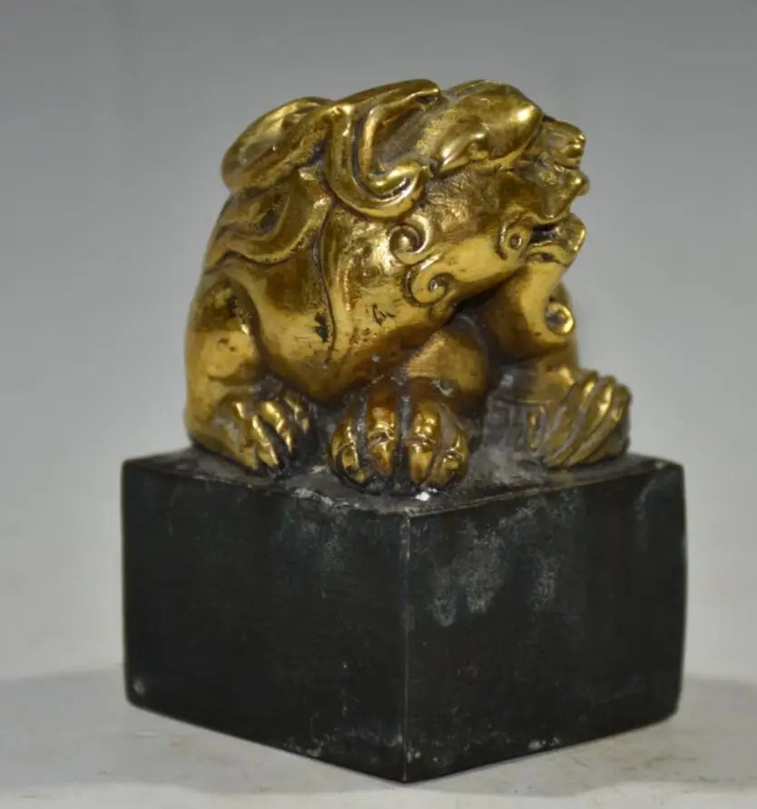 China brass archaize mythical wild animal seal crafts statue