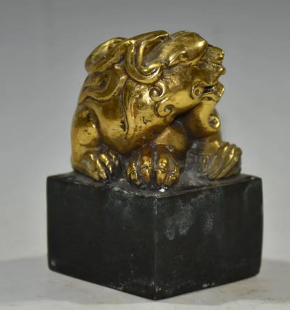 China brass archaize mythical wild animal seal crafts statue