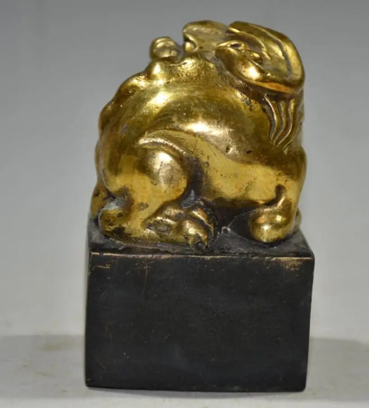 China brass archaize mythical wild animal seal crafts statue