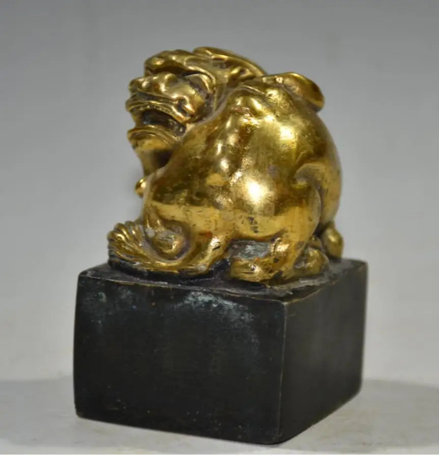 China brass archaize mythical wild animal seal crafts statue