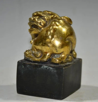 China brass archaize mythical wild animal seal crafts statue