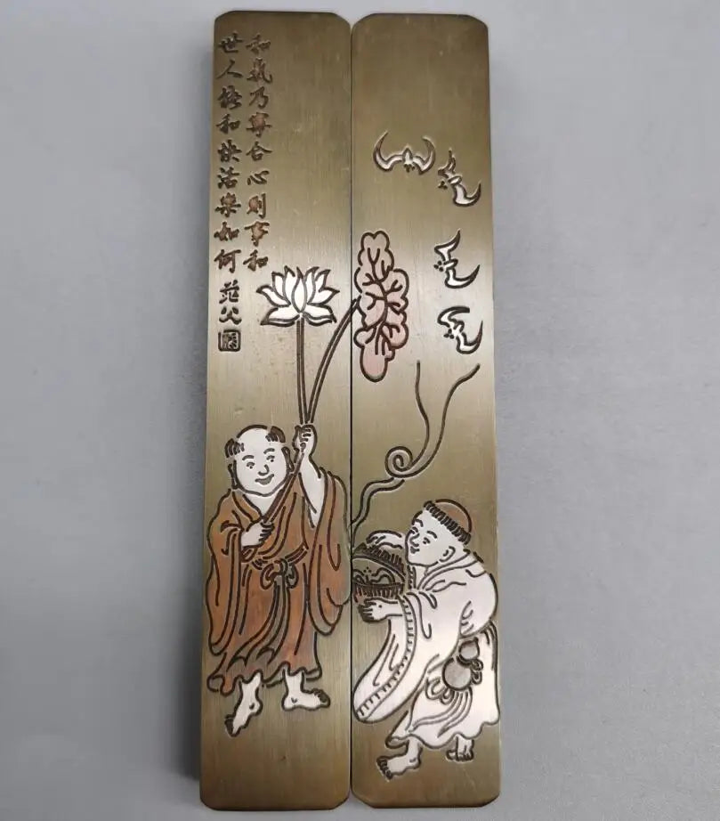 China brass archaize paper weight crafts statue A pair
