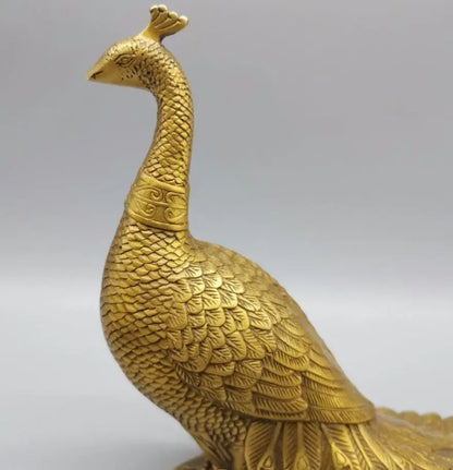 China brass archaize peacock crafts statue