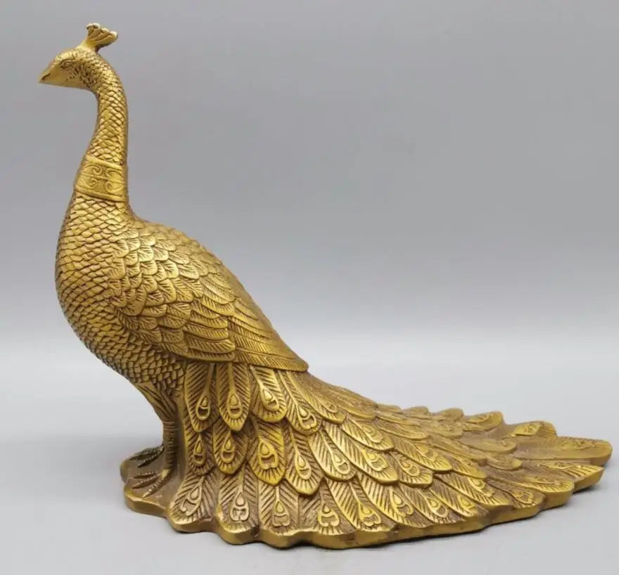 China brass archaize peacock crafts statue