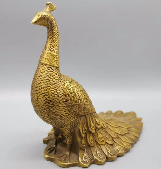 China brass archaize peacock crafts statue
