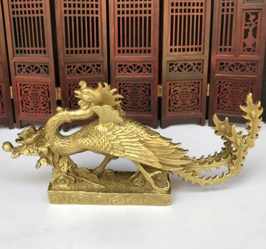 China brass archaize phoenix crafts statue