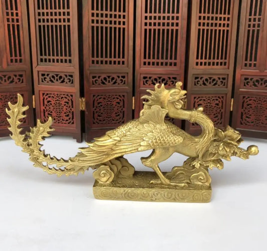 China brass archaize phoenix crafts statue