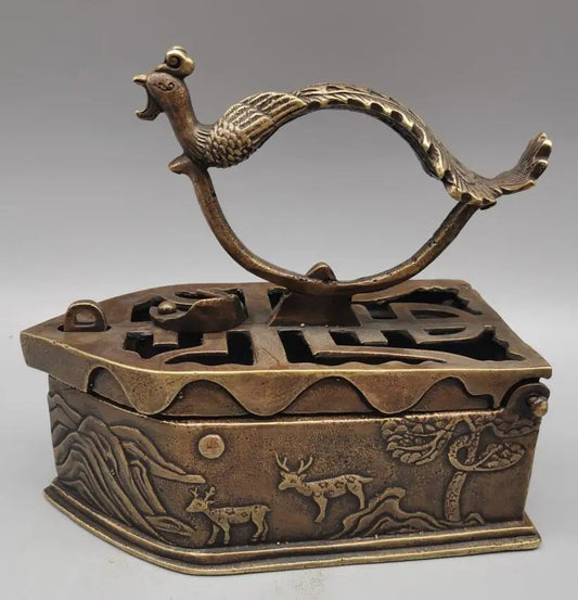 China brass archaize phoenix iron crafts statue