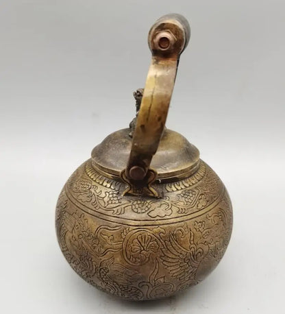 China brass archaize phoenix teapot crafts statue