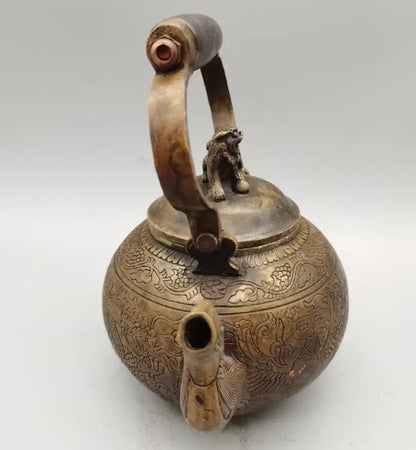 China brass archaize phoenix teapot crafts statue