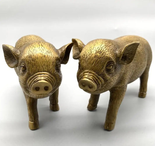 China brass archaize pig crafts statue A pair