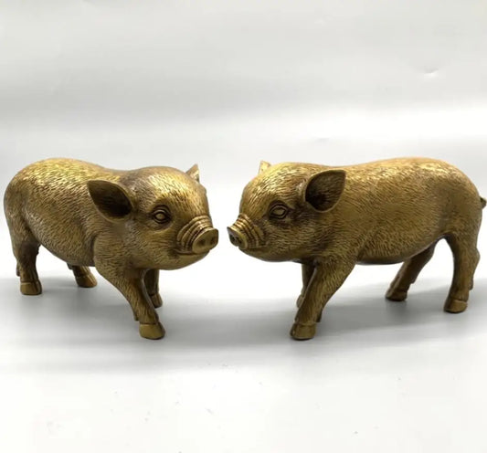 China brass archaize pig crafts statue A pair