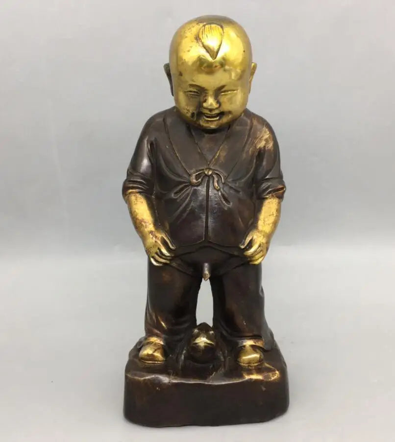 China brass archaize recruit wealth boy crafts statue