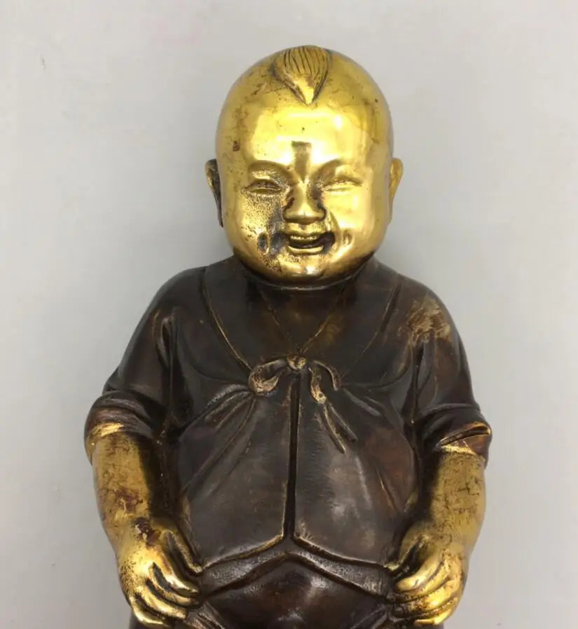 China brass archaize recruit wealth boy crafts statue