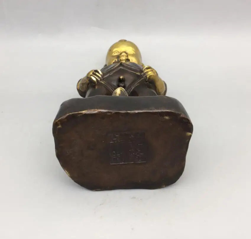 China brass archaize recruit wealth boy crafts statue