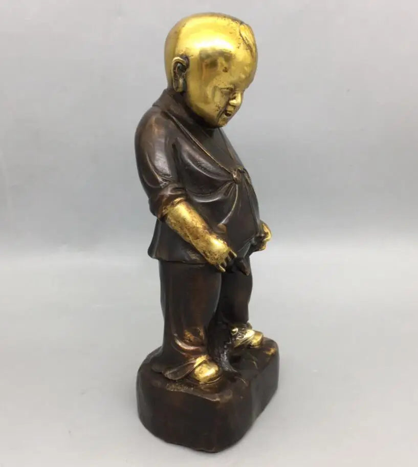 China brass archaize recruit wealth boy crafts statue
