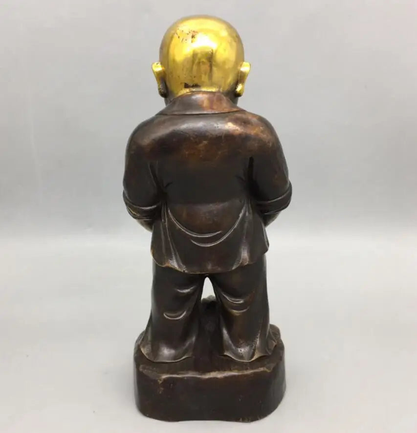 China brass archaize recruit wealth boy crafts statue