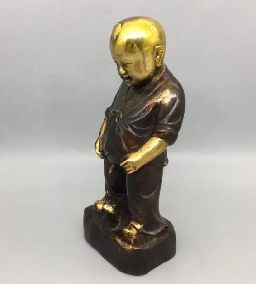 China brass archaize recruit wealth boy crafts statue