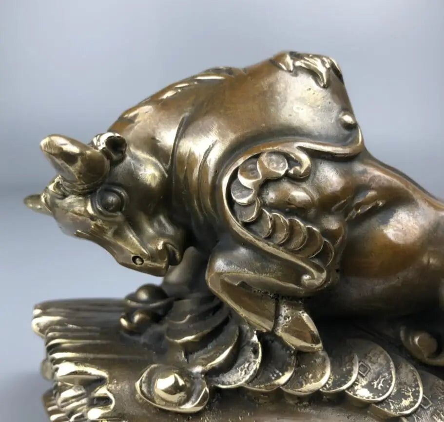 China brass archaize recruit wealth cow crafts statue