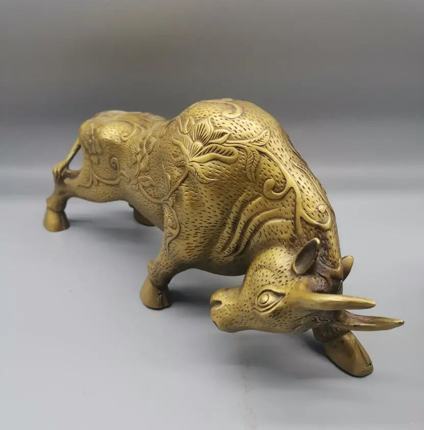 China brass archaize recruit wealth cow crafts statue