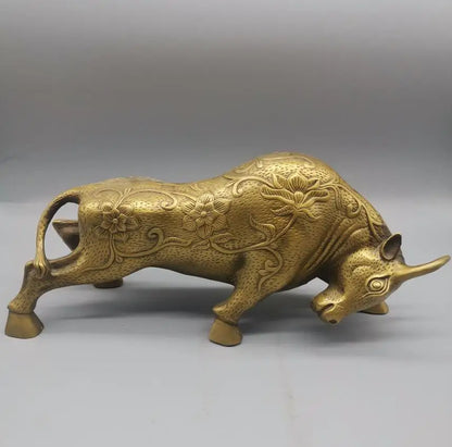 China brass archaize recruit wealth cow crafts statue