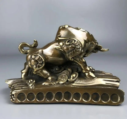 China brass archaize recruit wealth cow crafts statue