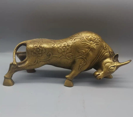 China brass archaize recruit wealth cow crafts statue