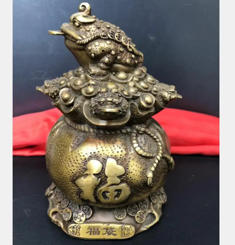 China brass archaize recruit wealth gold toad crafts statue