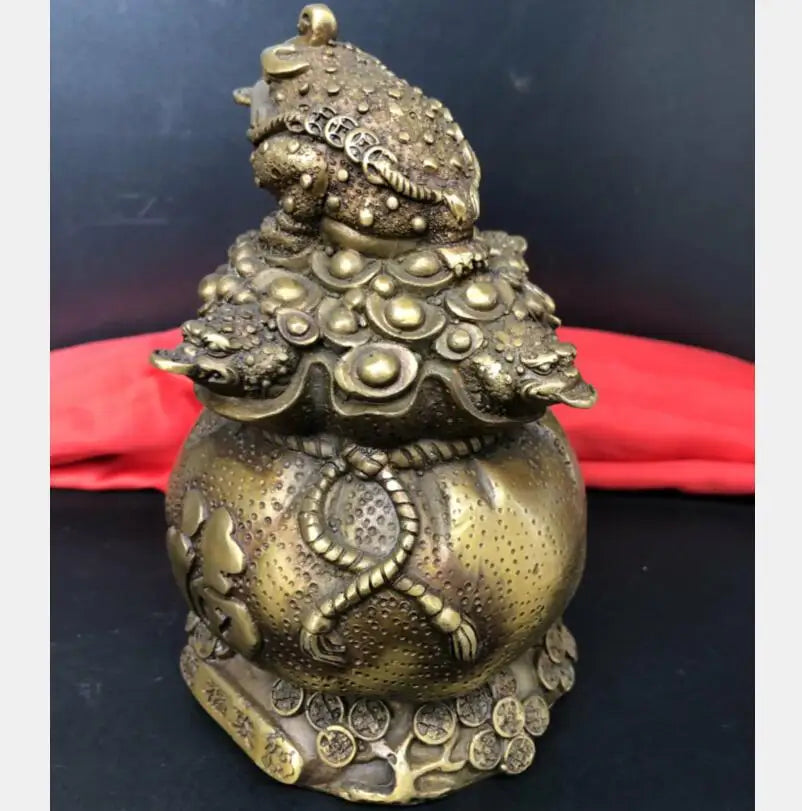 China brass archaize recruit wealth gold toad crafts statue