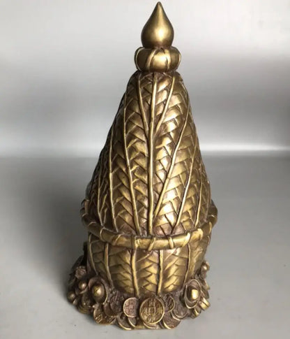 China brass archaize recruit wealth granary crafts statue