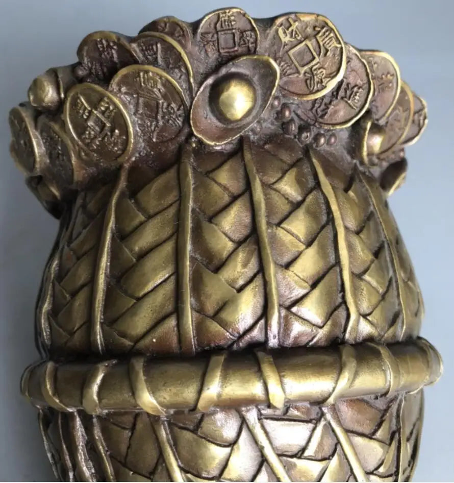 China brass archaize recruit wealth granary crafts statue