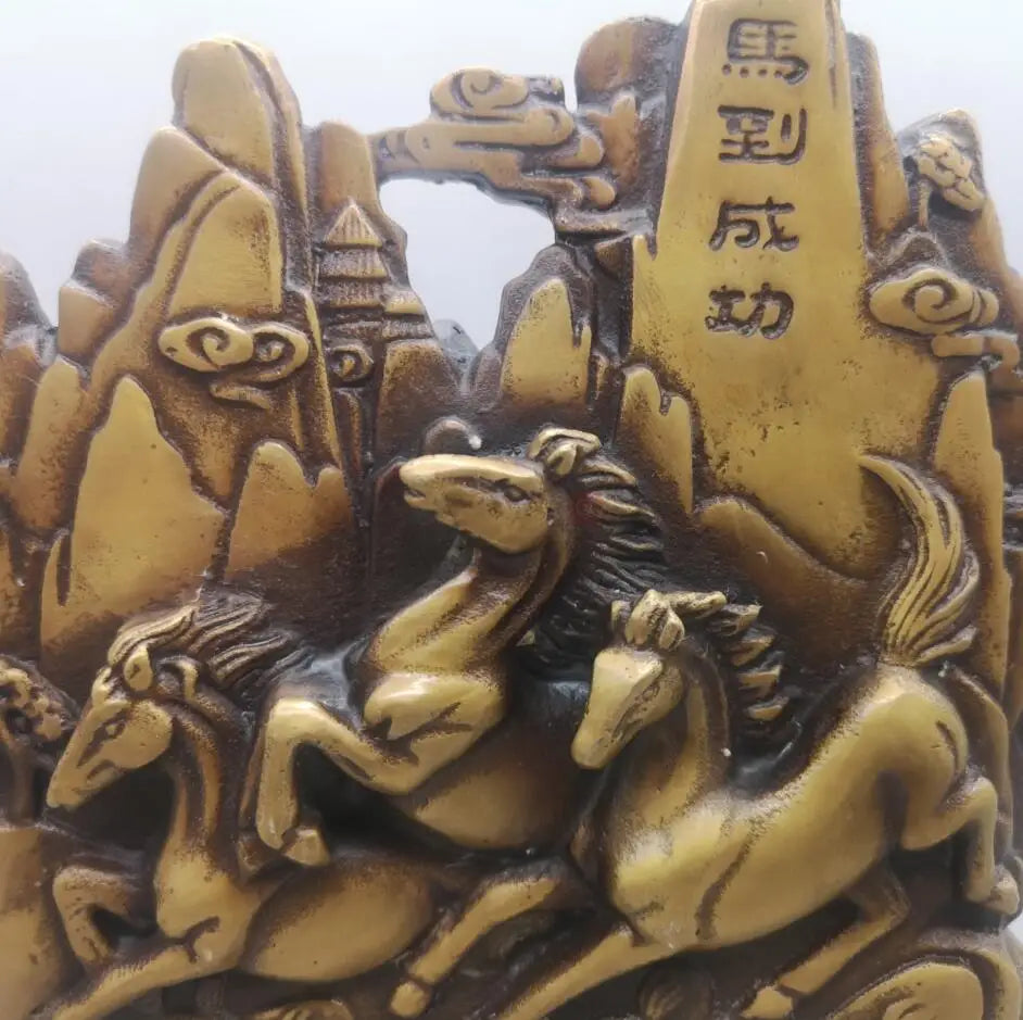 China brass archaize recruit wealth horse crafts statue