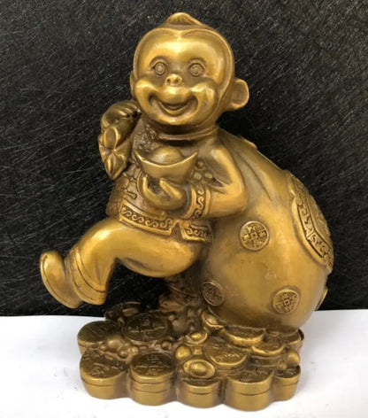 China brass archaize recruit wealth monkey crafts statue