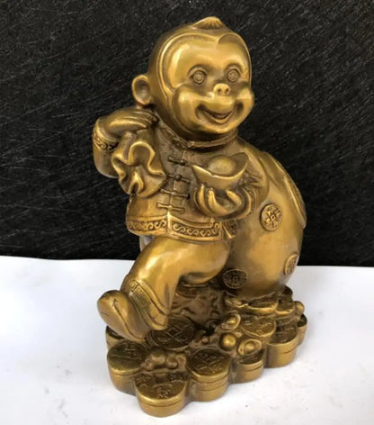China brass archaize recruit wealth monkey crafts statue