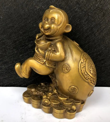 China brass archaize recruit wealth monkey crafts statue