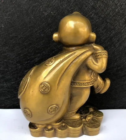 China brass archaize recruit wealth monkey crafts statue