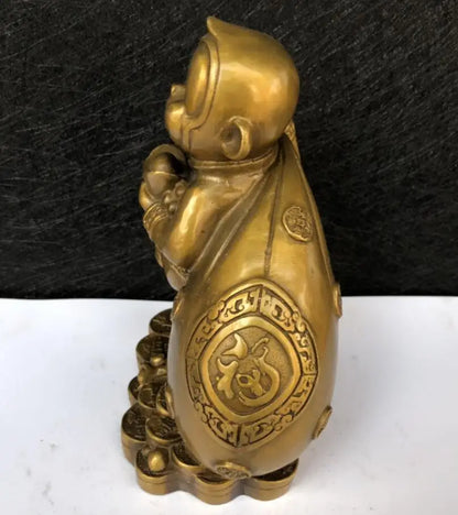 China brass archaize recruit wealth monkey crafts statue