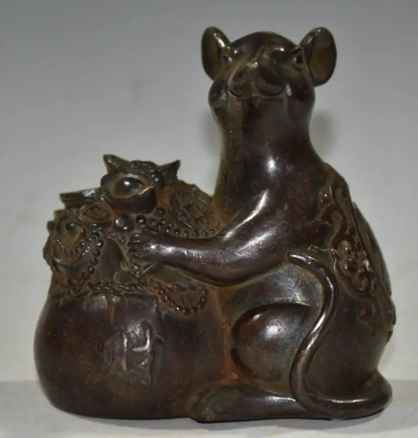 China brass archaize recruit wealth mouse crafts statue