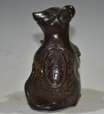 China brass archaize recruit wealth mouse crafts statue